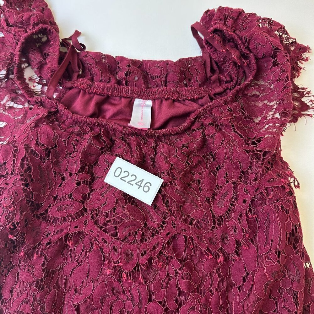 No Boundaries Top Womens Small Lace Off Shoulder Scalloped Lined Boho Cute - Picture 2 of 9